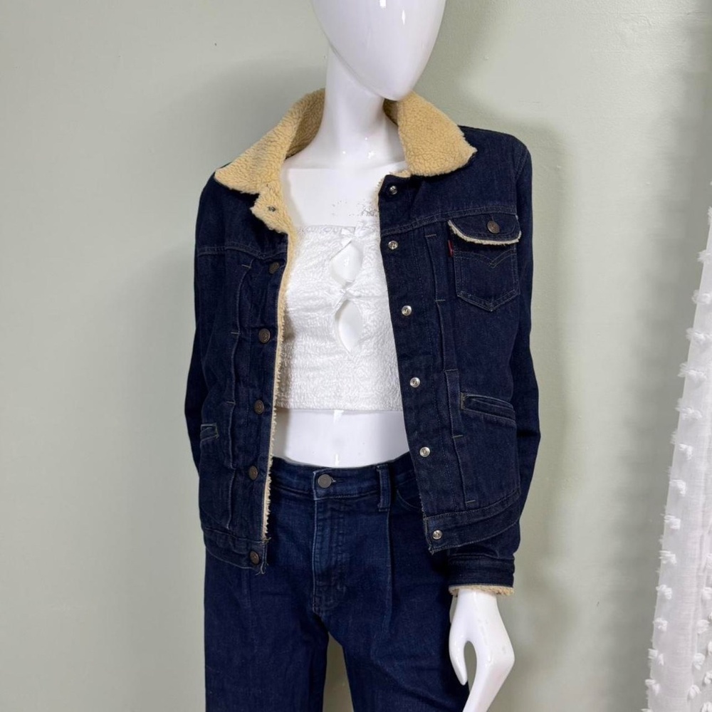 Vintage Late 90s‎ / Y2K Levi’s Red Tab Faux Sherpa Denim Jacket - Picture 6 of 7